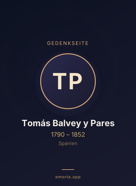 Gedenkportrait von Tomás Balvey y Pares