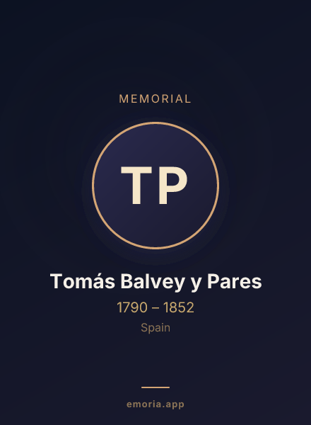 Memorial portrait of Tomás Balvey y Pares