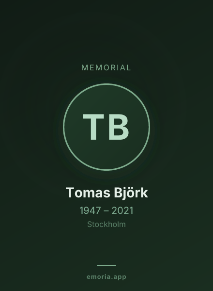 Memorial portrait of Tomas Björk