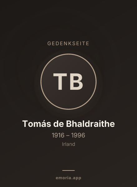 Gedenkportrait von Tomás de Bhaldraithe
