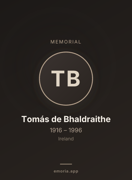 Memorial portrait of Tomás de Bhaldraithe
