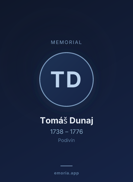 Memorial portrait of Tomáš Dunaj