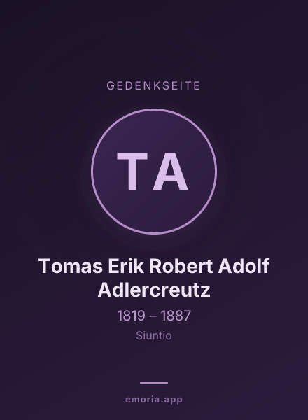 Gedenkportrait von Tomas Erik Robert Adolf Adlercreutz