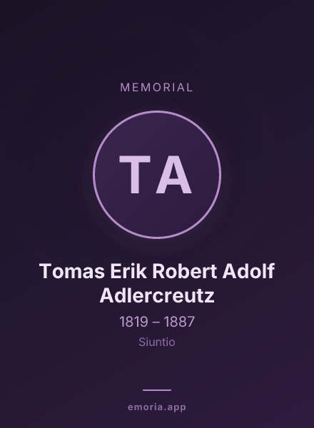Memorial portrait of Tomas Erik Robert Adolf Adlercreutz