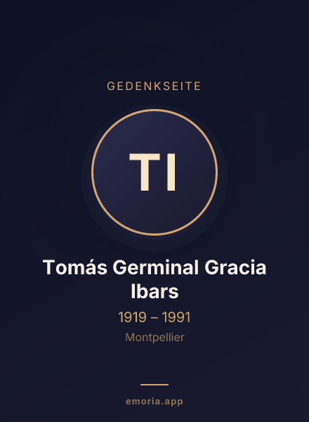 Gedenkportrait von Tomás Germinal Gracia Ibars