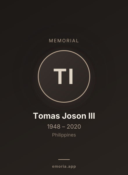 Memorial portrait of Tomas Joson III
