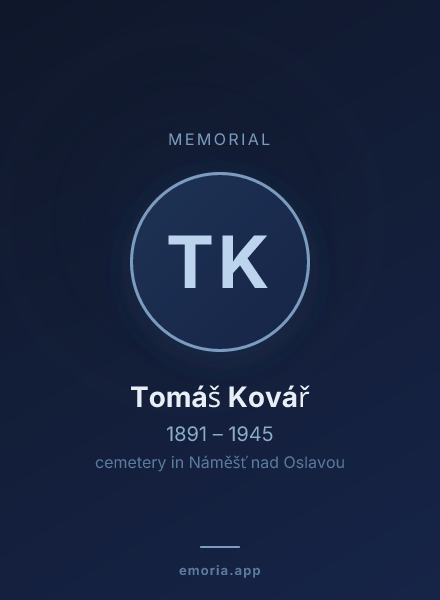 Memorial portrait of Tomáš Kovář