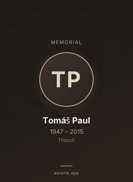 Memorial portrait of Tomáš Paul