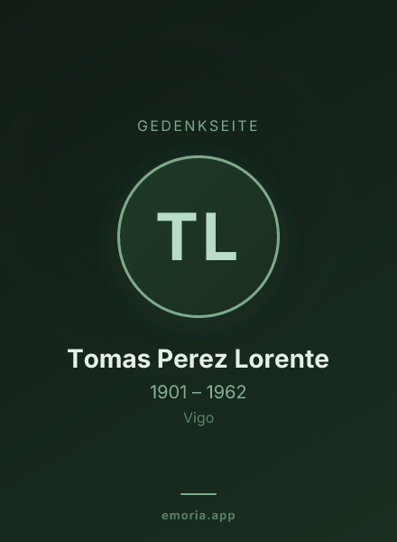Gedenkportrait von Tomas Perez Lorente