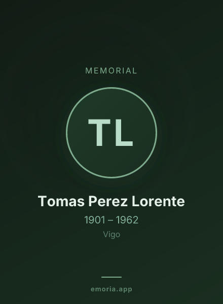 Memorial portrait of Tomas Perez Lorente