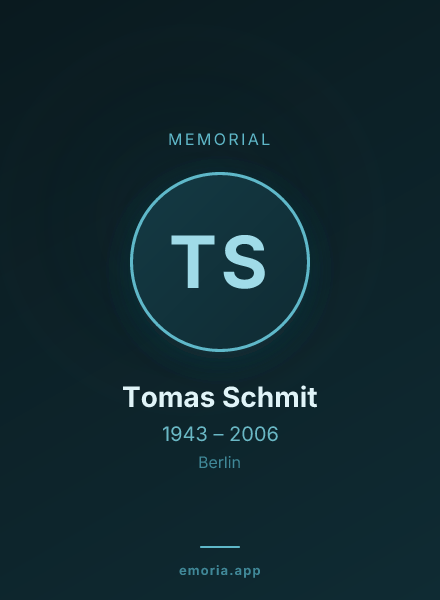 Memorial portrait of Tomas Schmit