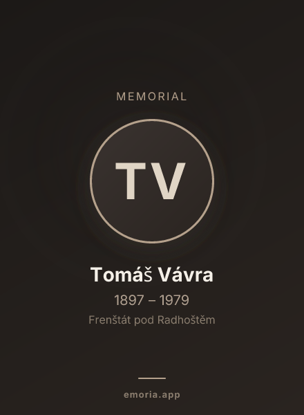 Memorial portrait of Tomáš Vávra