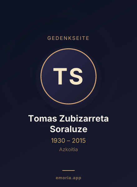 Gedenkportrait von Tomas Zubizarreta Soraluze