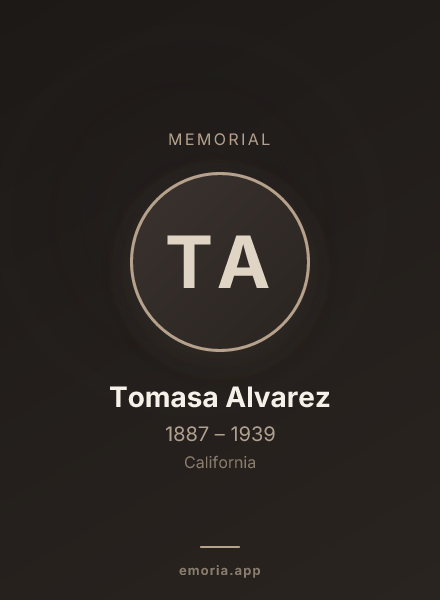 Memorial portrait of Tomasa Alvarez
