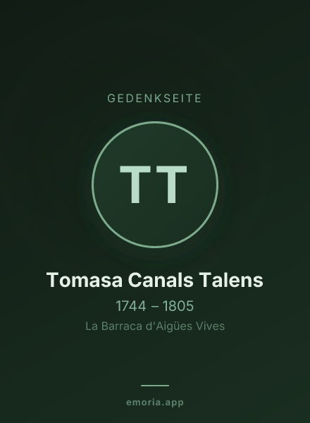 Gedenkportrait von Tomasa Canals Talens