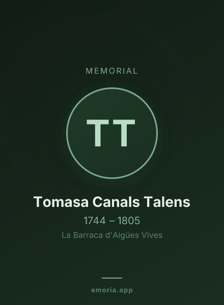 Memorial portrait of Tomasa Canals Talens