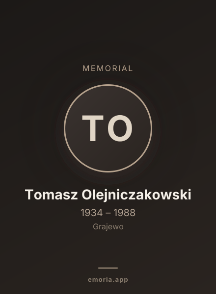 Memorial portrait of Tomasz Olejniczakowski