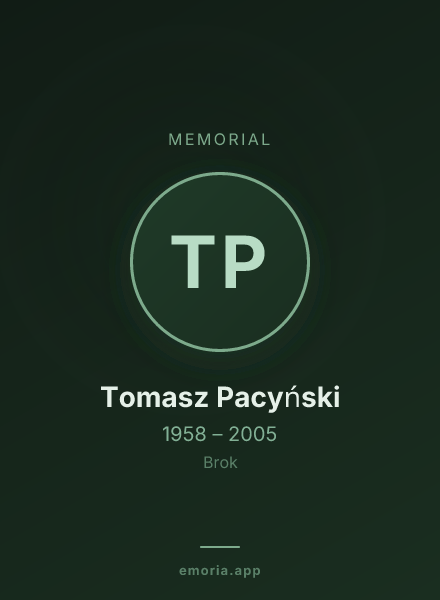 Memorial portrait of Tomasz Pacyński