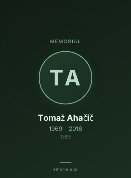 Memorial portrait of Tomaž Ahačič