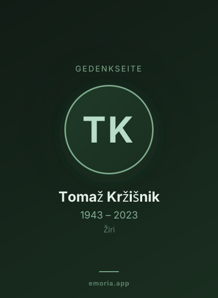 Gedenkportrait von Tomaž Kržišnik