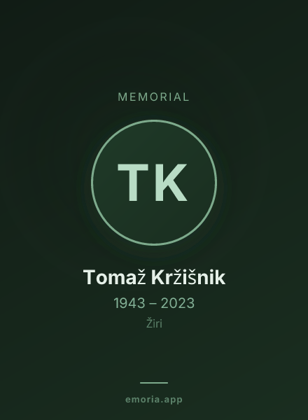 Memorial portrait of Tomaž Kržišnik