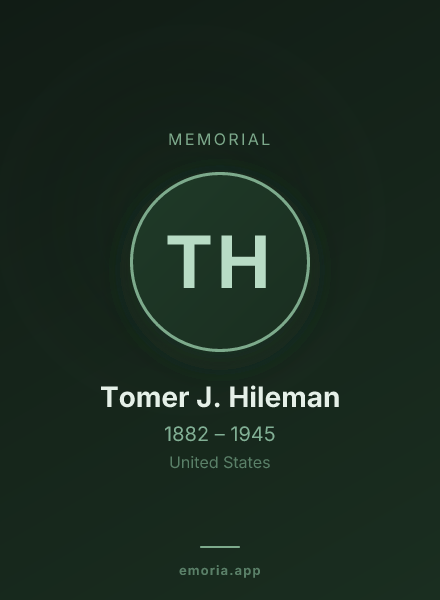 Memorial portrait of Tomer J. Hileman