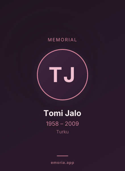 Memorial portrait of Tomi Jalo