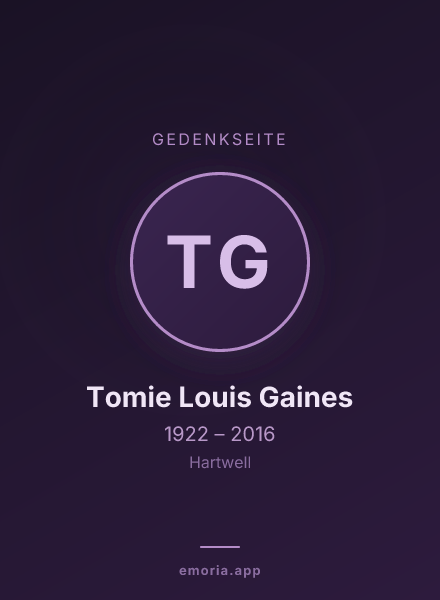 Gedenkportrait von Tomie Louis Gaines