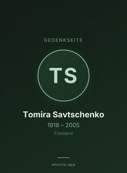 Gedenkportrait von Tomira Savtschenko