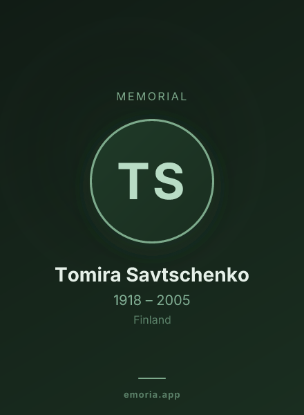 Memorial portrait of Tomira Savtschenko