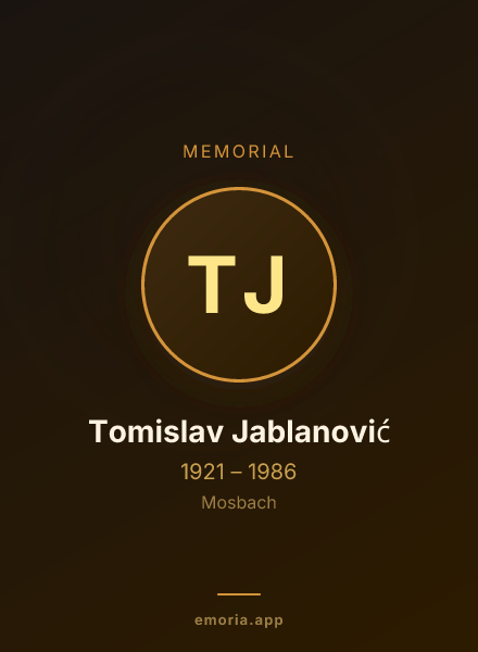 Memorial portrait of Tomislav Jablanović