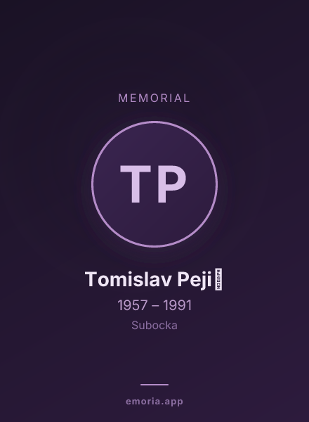 Memorial portrait of Tomislav Pejić