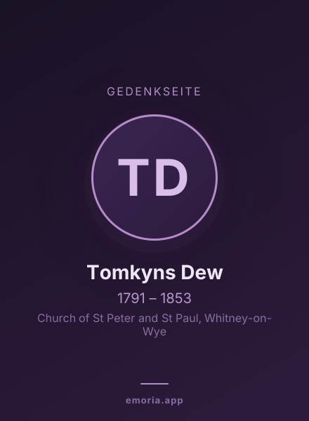 Gedenkportrait von Tomkyns Dew