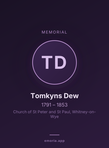 Memorial portrait of Tomkyns Dew