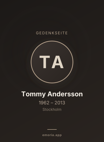 Gedenkportrait von Tommy Andersson