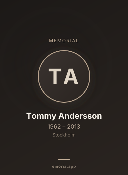 Memorial portrait of Tommy Andersson