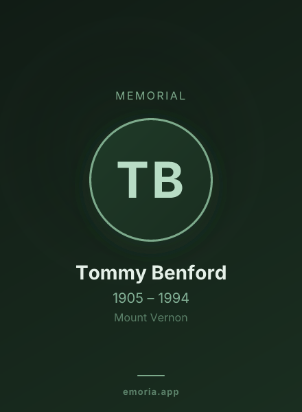 Memorial portrait of Tommy Benford