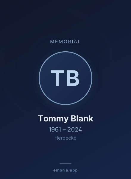 Memorial portrait of Tommy Blank