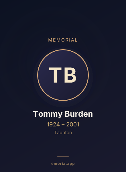 Memorial portrait of Tommy Burden