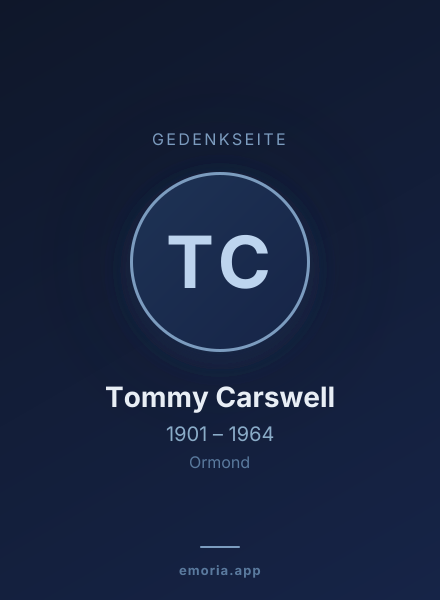 Gedenkportrait von Tommy Carswell
