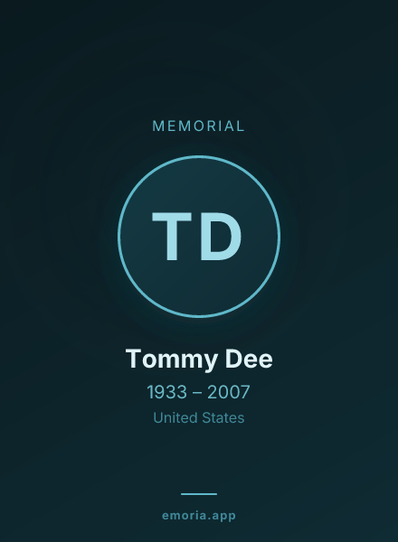 Memorial portrait of Tommy Dee