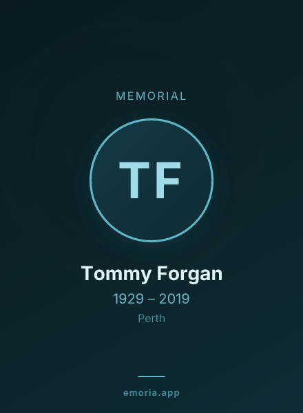 Memorial portrait of Tommy Forgan