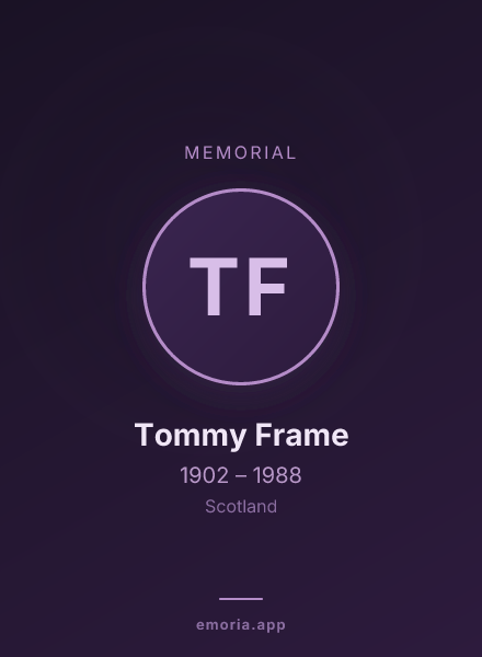 Memorial portrait of Tommy Frame