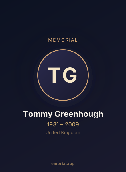 Memorial portrait of Tommy Greenhough