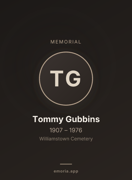 Memorial portrait of Tommy Gubbins