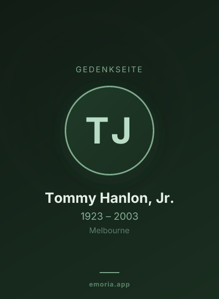 Gedenkportrait von Tommy Hanlon, Jr.