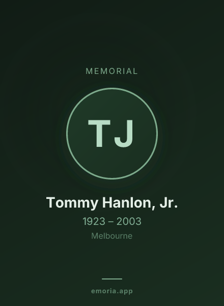 Memorial portrait of Tommy Hanlon, Jr.