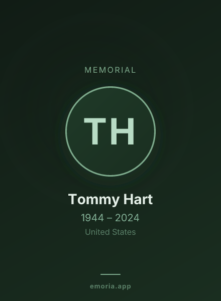 Memorial portrait of Tommy Hart