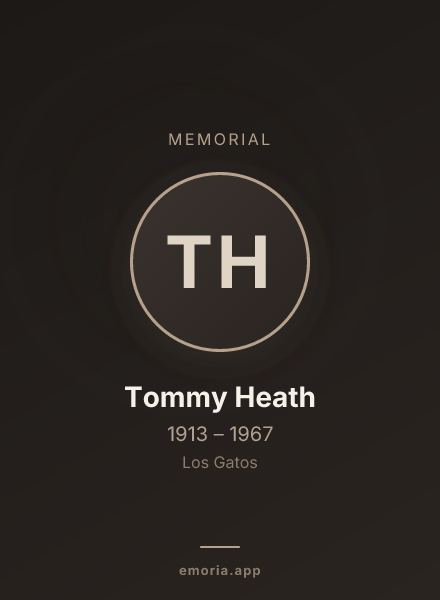 Memorial portrait of Tommy Heath