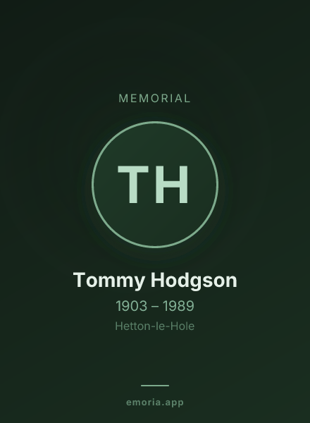 Memorial portrait of Tommy Hodgson